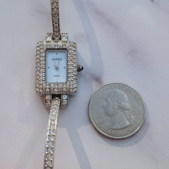 Ceres Ladies Watch Art Deco Tank Pave Crystal Bling main image 4